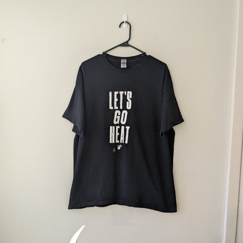 Let's Go Heat Graphic T-Shirt NBA Miami Heat Basketball Black And White Size XL